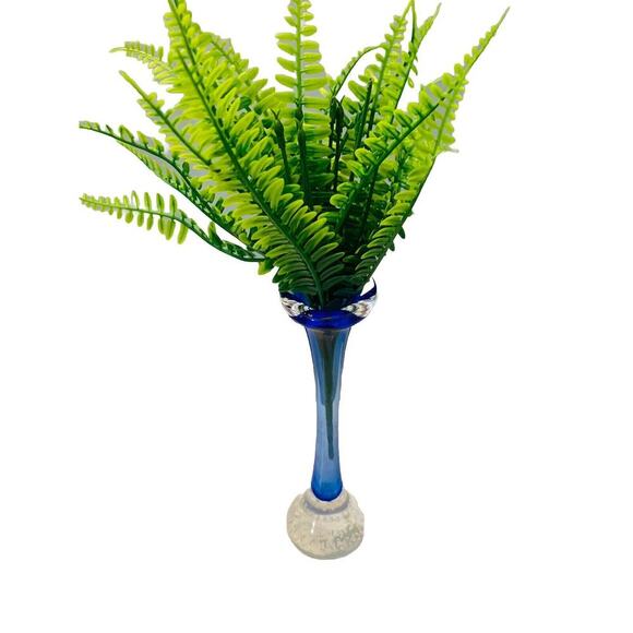 Vintage Cobalt Blue Aseda Glass 8 3/4” Bud Vase Controlled Bubble Base - Picture 7 of 15